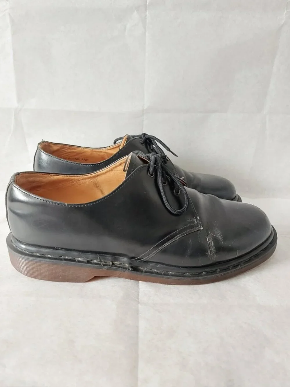 Dr Martens Men 1461 VTG Chunky Lace-up Oxford Shoes Size 10 Black Leather 90s